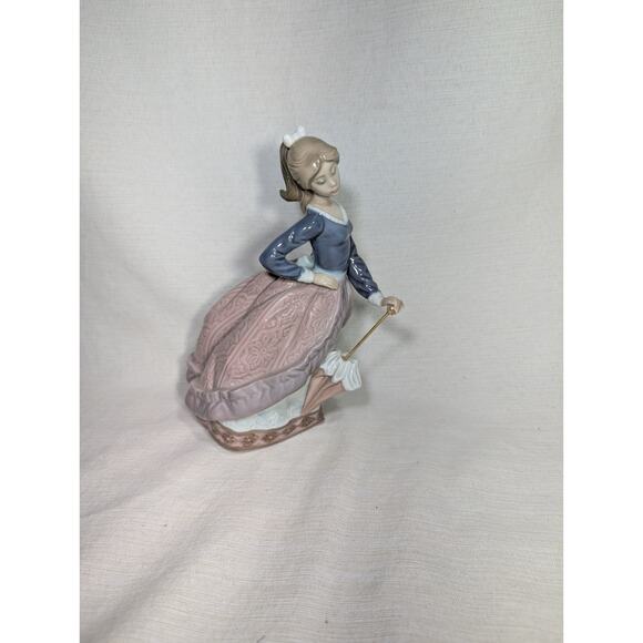 Lladro Spain Porcelain Figurine Evita 5212 Girl Umbrella Parasol Original Box - Picture 2 of 13